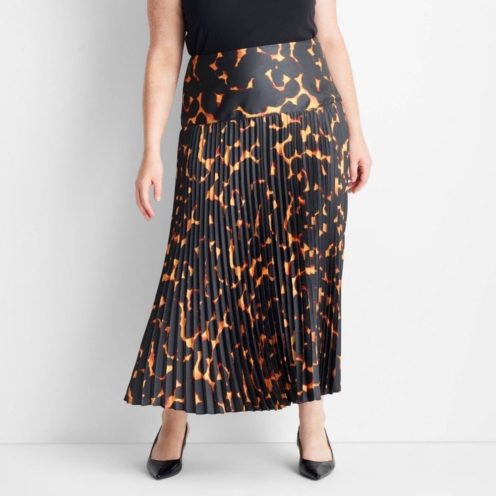 Women's Drop Waist Pleated Ankle Skirt - Future Collective.  Size. 1X.  NWOT.